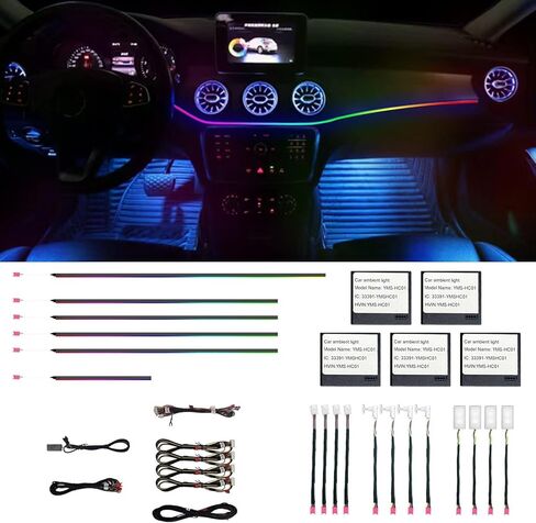 HMYC Car Interior Ambient Lights,18 in 1 128 Colorful LED Acrylic Fiber Optic Strip,Universal Multiple Modes Decoration Atmosphere with Music Sync Rhythm,APP Control,RGB Neon Lighting for All Cars in Saudi Arabia