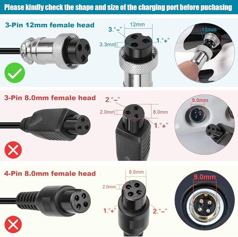44Volt 1.8 Amp Charger for 36V Boreem Jia, Minimoto, Rad2Go, TaoTao, X-Treme etc. Electric Scooter, ATV, Go Kart, with 3-Prong Inline Female Connector in Kuwait