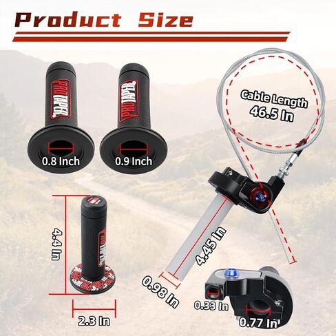 7/8" 22mm Twists Throttle Handle Grip Cable Mini Bike 7/8 Handlebar Grips for Dirt Pit Bike ATVs Powersports Motorcycles 50 90 110 125 150 200 250cc CRF TTR KLX 4-Stroke Throttle Assembly Red in Saudi Arabia