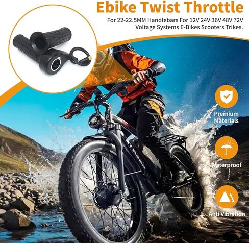 20X Full Twist Throttle Grip Ebike Twist Throttle 3 Pin with Waterproof Connector for 12V-72V Twist Throttle Electric Bike Electric Scooter Conversion Used for 22.2mm Handlebar. in Saudi Arabia