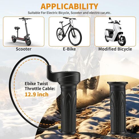 20X Full Twist Throttle Grip Ebike Twist Throttle 3 Pin with Waterproof Connector for 12V-72V Twist Throttle Electric Bike Electric Scooter Conversion Used for 22.2mm Handlebar. in Saudi Arabia
