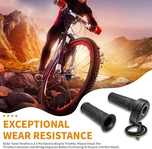 20X Full Twist Throttle Grip Ebike Twist Throttle 3 Pin with Waterproof Connector for 12V-72V Twist Throttle Electric Bike Electric Scooter Conversion Used for 22.2mm Handlebar. in Saudi Arabia