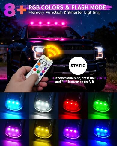 Wireless Solar Cab Lights for Trucks Waterproof Solar Powered Cab Roof Lights with Vibration Sensor | Solar Powered Clearance Marker Light for Semi Truck SUV Pickup in Saudi Arabia