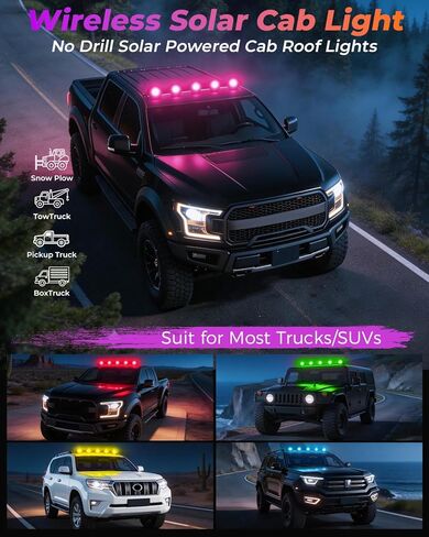 Wireless Solar Cab Lights for Trucks Waterproof Solar Powered Cab Roof Lights with Vibration Sensor | Solar Powered Clearance Marker Light for Semi Truck SUV Pickup in Saudi Arabia