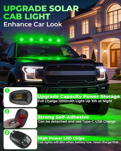Wireless Solar Cab Lights for Trucks Waterproof Solar Powered Cab Roof Lights with Vibration Sensor | Solar Powered Clearance Marker Light for Semi Truck SUV Pickup in Saudi Arabia