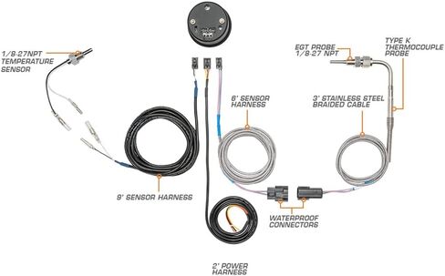 GlowShift 10 Color Digital Dual Pyrometer Exhaust Gas EGT & Temperature Combo Gauge Kit - Includes Electronic Sensors - 2 Multi-Color LED Displays - Tinted Lens - 2-1/16" (52mm) in Kuwait