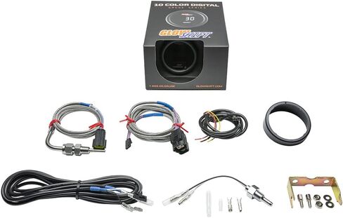 GlowShift 10 Color Digital Dual Pyrometer Exhaust Gas EGT & Temperature Combo Gauge Kit - Includes Electronic Sensors - 2 Multi-Color LED Displays - Tinted Lens - 2-1/16" (52mm) in Kuwait