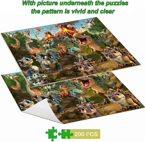 Puzzles for Kids Ages 6-8 8-10 Year Old, 200 Pieces Jigsaw Puzzles for Kids-Dinosaur World， Learning Educational Toys for Boys and Girls Ages 10-12 Year Old in Saudi Arabia