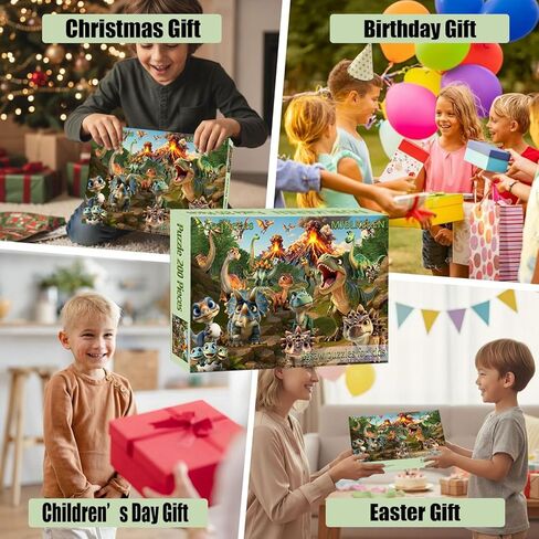 Puzzles for Kids Ages 6-8 8-10 Year Old, 200 Pieces Jigsaw Puzzles for Kids-Dinosaur World， Learning Educational Toys for Boys and Girls Ages 10-12 Year Old in Saudi Arabia