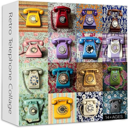 PICKFORU Retro Telephone Collage Jigsaw Puzzles 1000 Pieces, Colorful Wired Telephones Puzzles for Adults, Vintage Art Collection Jigsaw Puzzle in Saudi Arabia