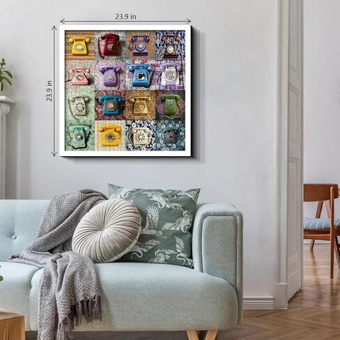 PICKFORU Retro Telephone Collage Jigsaw Puzzles 1000 Pieces, Colorful Wired Telephones Puzzles for Adults, Vintage Art Collection Jigsaw Puzzle in Saudi Arabia