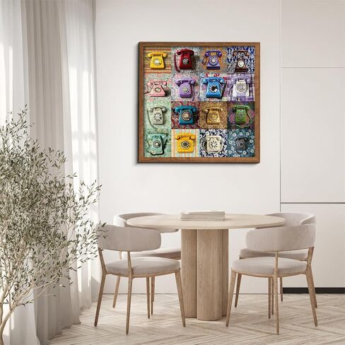 PICKFORU Retro Telephone Collage Jigsaw Puzzles 1000 Pieces, Colorful Wired Telephones Puzzles for Adults, Vintage Art Collection Jigsaw Puzzle in Saudi Arabia
