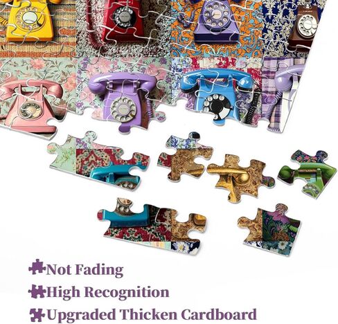 PICKFORU Retro Telephone Collage Jigsaw Puzzles 1000 Pieces, Colorful Wired Telephones Puzzles for Adults, Vintage Art Collection Jigsaw Puzzle in Saudi Arabia