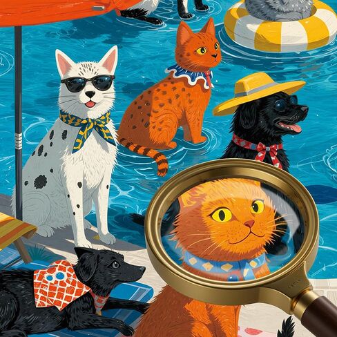 1000 Pieces Puzzle for Adults, Challenging Funny Paws Poolside Party Jigsaw Puzzles, Premium Matte Finish, 27.56 x 19.68 Inches, Perfect for Game Nights in Saudi Arabia