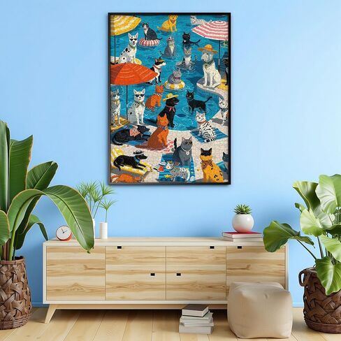 1000 Pieces Puzzle for Adults, Challenging Funny Paws Poolside Party Jigsaw Puzzles, Premium Matte Finish, 27.56 x 19.68 Inches, Perfect for Game Nights in Saudi Arabia