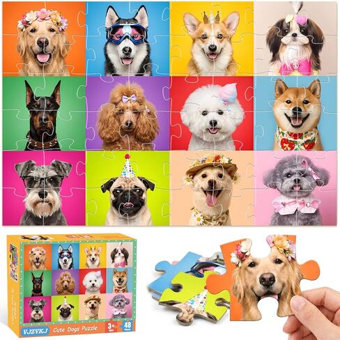 Jumbo Floor Puzzles for Kids Ages 3-5, 48 Piece Large Funny Dog Jigsaw Puzzles, Learning Educational Toys for Toddlers Ages 4-6 Preschool Educational Toys Gifts for Boys and Girls in Saudi Arabia