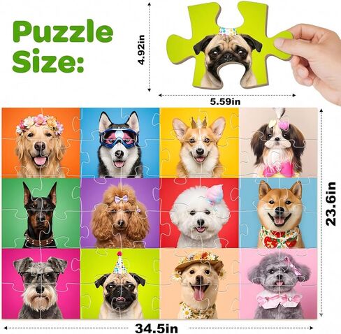 Jumbo Floor Puzzles for Kids Ages 3-5, 48 Piece Large Funny Dog Jigsaw Puzzles, Learning Educational Toys for Toddlers Ages 4-6 Preschool Educational Toys Gifts for Boys and Girls in Saudi Arabia