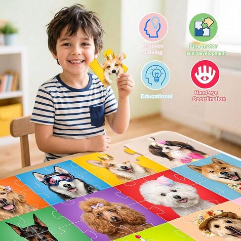 Jumbo Floor Puzzles for Kids Ages 3-5, 48 Piece Large Funny Dog Jigsaw Puzzles, Learning Educational Toys for Toddlers Ages 4-6 Preschool Educational Toys Gifts for Boys and Girls in Saudi Arabia