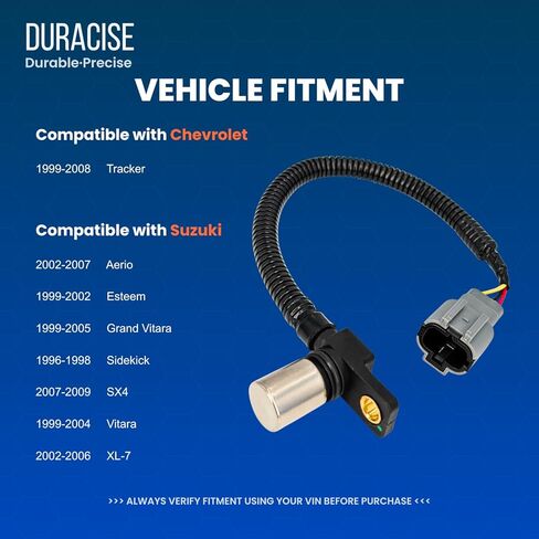 مستشعر موضع العمود المرفقي من DURACISE متوافق مع 1999-2008 شيفروليه تراكر و1999-2005 سوزوكي جراند فيتارا، فيتارا، 2002-2006 XL-7، 2002-2007 إيريو، 2007-2009 SX4، تقدير #3322077E00، 91174660 in Kuwait