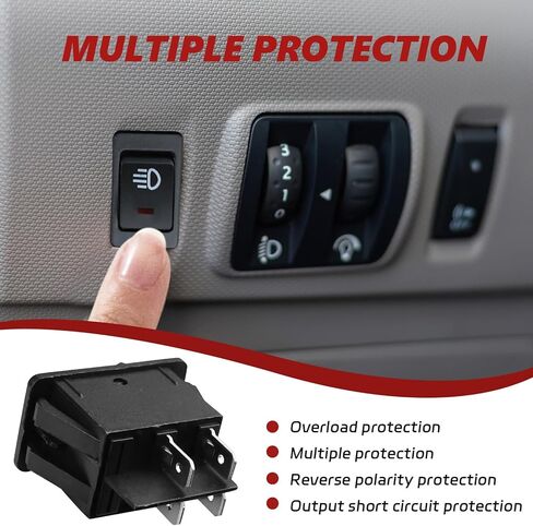 4 قطع مفتاح تبديل ضوء الضباب للسيارة DC 12V 35A، 4 دبابيس مفتاح تشغيل/إيقاف لاستبدال مصابيح الضباب، مفاتيح الروك الأمامية الخلفية لمصباح الضباب مع ضوء LED، ملحقات السيارة (أحمر + أخضر + أزرق + أصفر) in Kuwait