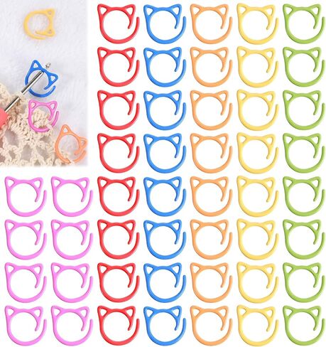 48PCS Cat Stitch Markers for Knitting, Stitch Markers for Crocheting, Metal Locking Ring Stitch Markers, Cute Cat Shape Crochet Accessories for DIY Projects in Saudi Arabia