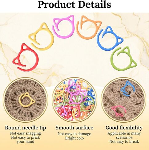48PCS Cat Stitch Markers for Knitting, Stitch Markers for Crocheting, Metal Locking Ring Stitch Markers, Cute Cat Shape Crochet Accessories for DIY Projects in Saudi Arabia