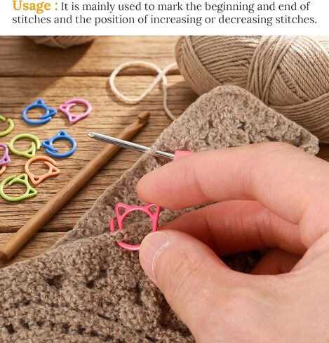 48PCS Cat Stitch Markers for Knitting, Stitch Markers for Crocheting, Metal Locking Ring Stitch Markers, Cute Cat Shape Crochet Accessories for DIY Projects in Saudi Arabia