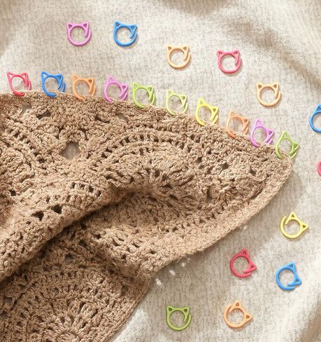 48PCS Cat Stitch Markers for Knitting, Stitch Markers for Crocheting, Metal Locking Ring Stitch Markers, Cute Cat Shape Crochet Accessories for DIY Projects in Saudi Arabia