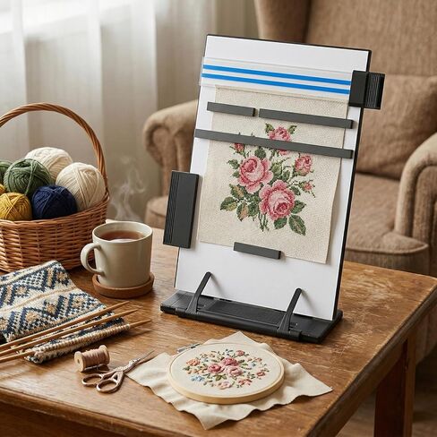 Kenaeooe Knitting Pattern Holder with 4 Replacement Magnets 12.2 x 8.3 Inch Cross Stitch Stand and Supplies Holder Plastic Board for Cross Stitch Patterns and Knitting Accessories in Kuwait