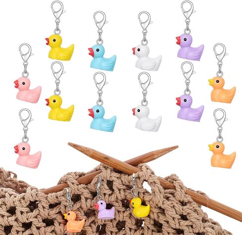 12PCS Colorful Duck Stitch Markers, Removable Cute Crochet Charms 3D Swimming Duck Crochet Stitch Marker Charms Funny Animal Pendant with Lobster Clasp for Knitting Weaving Sewing Jewelry Making in Kuwait