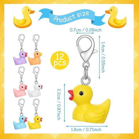 12PCS Colorful Duck Stitch Markers, Removable Cute Crochet Charms 3D Swimming Duck Crochet Stitch Marker Charms Funny Animal Pendant with Lobster Clasp for Knitting Weaving Sewing Jewelry Making in Kuwait