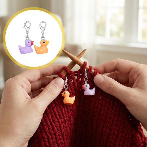 12PCS Colorful Duck Stitch Markers, Removable Cute Crochet Charms 3D Swimming Duck Crochet Stitch Marker Charms Funny Animal Pendant with Lobster Clasp for Knitting Weaving Sewing Jewelry Making in Kuwait