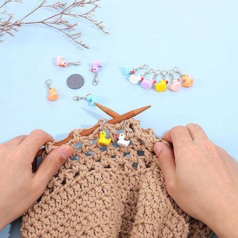 12PCS Colorful Duck Stitch Markers, Removable Cute Crochet Charms 3D Swimming Duck Crochet Stitch Marker Charms Funny Animal Pendant with Lobster Clasp for Knitting Weaving Sewing Jewelry Making in Kuwait