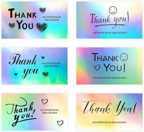 240Pcs Thank You Cards for Small Business, 6 Unique Styles of Holographic Gratitude Notes, Perfect for Retail Store Owners and Customer Appreciation, 2x3.5 Inch in Kuwait