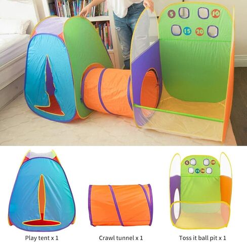 Kids Tent Fun Toss It Game Zone 3-in-1 Pop Up Tent Play Tents Indoor Outdoor Tent Great Game & Toy Gift for Children Fun by Alvantor (Include 4 Balls) in Saudi Arabia