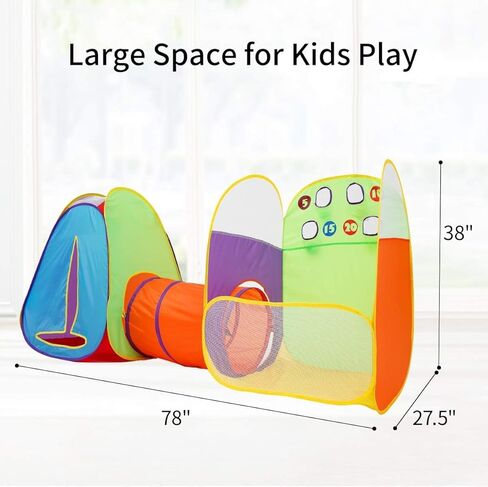 Kids Tent Fun Toss It Game Zone 3-in-1 Pop Up Tent Play Tents Indoor Outdoor Tent Great Game & Toy Gift for Children Fun by Alvantor (Include 4 Balls) in Saudi Arabia