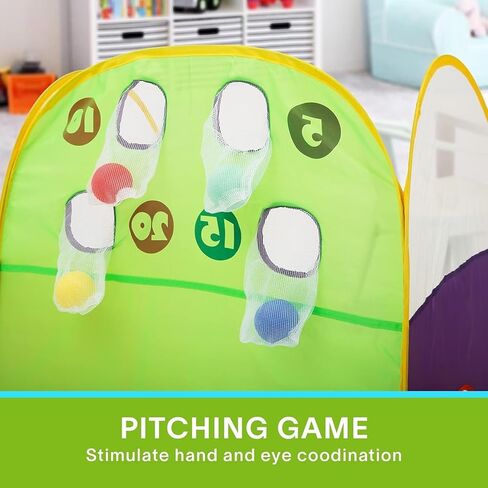 Kids Tent Fun Toss It Game Zone 3-in-1 Pop Up Tent Play Tents Indoor Outdoor Tent Great Game & Toy Gift for Children Fun by Alvantor (Include 4 Balls) in Saudi Arabia