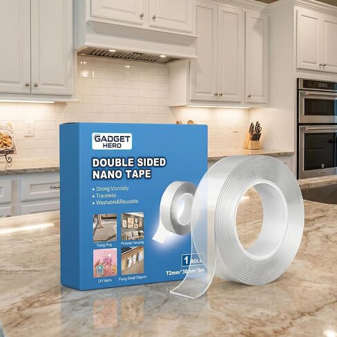 Heavy Duty Double-Sided Nano Tape (16.4FT) – Clear, Removable, Traceless Mounting Tape with Strong Adhesion for Pictures, Posters, Carpets, and DIY Projects in Saudi Arabia