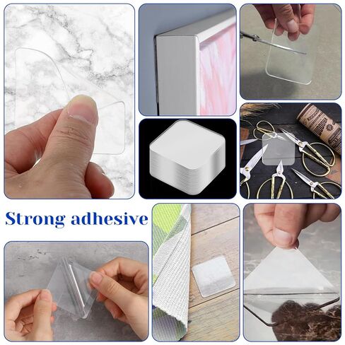 20 Pcs Double Sided Adhesive Square Pads, 2.4" Removable Clear Square Adhesive Wall Tape Stickers for Hanging, Waterproof Squares Heavy Duty Double-Sided Nano Tape for DIY Craft Home Office Shower in Kuwait
