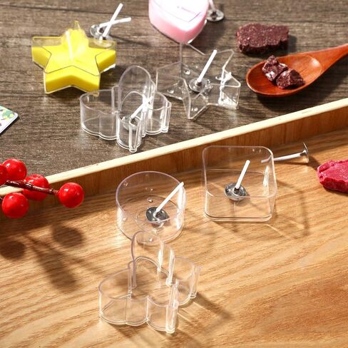 Plastic Clear Tea Light Cup Holders - Heat-Resistant Plastic Votive Containers in Heart, Square, Star, Round, Butterfly Shapes - Tealight Cups with 25 mm Candle Wicks for DIY Candle Making (20 Pieces) in Kuwait