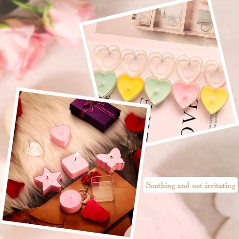 Plastic Clear Tea Light Cup Holders - Heat-Resistant Plastic Votive Containers in Heart, Square, Star, Round, Butterfly Shapes - Tealight Cups with 25 mm Candle Wicks for DIY Candle Making (20 Pieces) in Kuwait