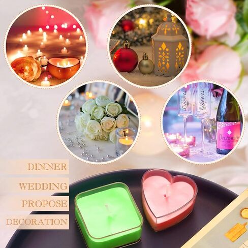 Plastic Clear Tea Light Cup Holders - Heat-Resistant Plastic Votive Containers in Heart, Square, Star, Round, Butterfly Shapes - Tealight Cups with 25 mm Candle Wicks for DIY Candle Making (20 Pieces) in Kuwait