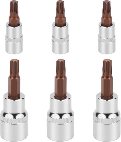 6 PCS T30 Torx Bit Socket Set - 3Pcs T30 Torx Bit 1/4" & 3Pcs 3/8 Drive, CR-V S2 Steel Star Sockets for Ratchet, Impact Drill, Torque Wrench, Slide Bar in Saudi Arabia
