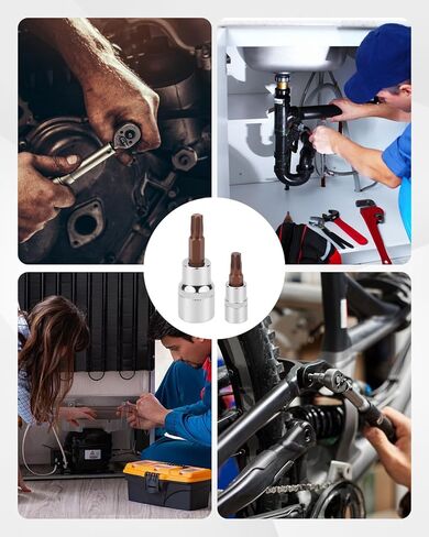 6 PCS T30 Torx Bit Socket Set - 3Pcs T30 Torx Bit 1/4" & 3Pcs 3/8 Drive, CR-V S2 Steel Star Sockets for Ratchet, Impact Drill, Torque Wrench, Slide Bar in Saudi Arabia