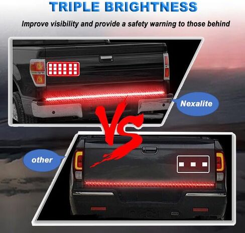 Truck Dynamic Tailgate Light Bar 60 Inch 504 LED, 3-Row Super Bright 3-Color, Turn Signal Brake Lights Reverse Light, Universal Fit for Trucks SUVs etc, 1 Years Warranty in Saudi Arabia