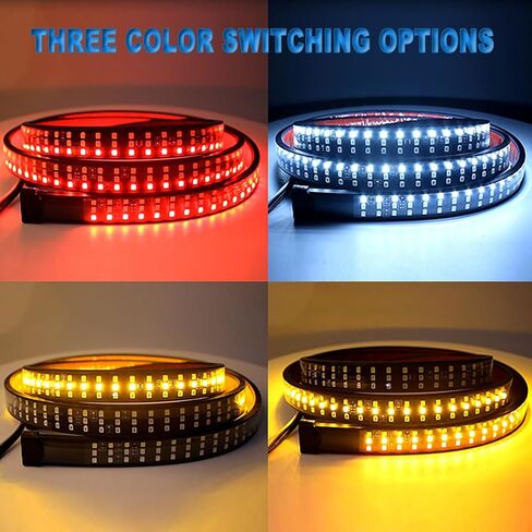 Truck Dynamic Tailgate Light Bar 60 Inch 504 LED, 3-Row Super Bright 3-Color, Turn Signal Brake Lights Reverse Light, Universal Fit for Trucks SUVs etc, 1 Years Warranty in Saudi Arabia
