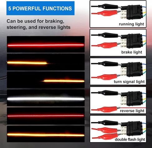 Truck Dynamic Tailgate Light Bar 60 Inch 504 LED, 3-Row Super Bright 3-Color, Turn Signal Brake Lights Reverse Light, Universal Fit for Trucks SUVs etc, 1 Years Warranty in Saudi Arabia