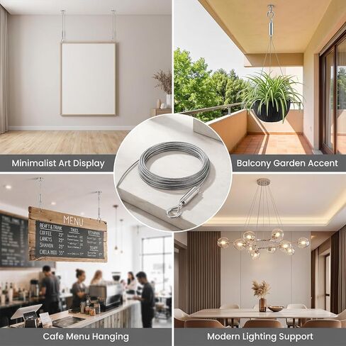 2PCS Adjustable Picture Hanging Wire, Picture Hanging Kit with Hooks Holds up to 66lbs(30kg), 2m X1.5mm Stainless Steel Heavy Duty Pictures Wire for Pictures Mirrors Artwork Frame Billboards in Saudi Arabia