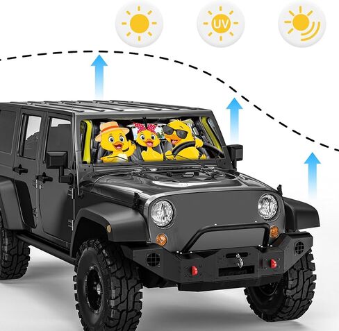 مظلة الشمس للزجاج الأمامي DaisyInner Duck متوافقة مع Jeep Jl Jlu 2018-2025 ومتوافقة مع Gladiator 2020-2025، واقي من الشمس للزجاج الأمامي قابل للطي يحجب الأشعة فوق البنفسجية، 17.7 بوصة × 56.3 بوصة in Kuwait