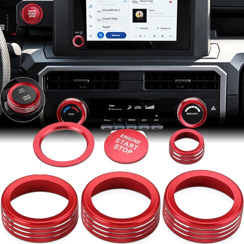 Auovo AC Knob Cover for Toyota Tacoma Accessories 2024-2026 for Toyota 4Runner 2025 2026 w/8" Display Air Conditioner Engine Start Stop Button Drive Mode Radio Volume Knob Rings (Red, 8-Inch Display) in Kuwait